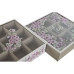 Boks for Infusjoner Home ESPRIT Hvit Rosa Metall Krystall Tre MDF 24 x 24 x 6,5 cm (2 enheter)