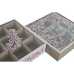 Dėžutė arbatai Home ESPRIT Balta Rožinė Metalinis Stiklas Medžio MDF 24 x 24 x 6,5 cm (2 vnt.)