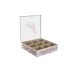 Infusioonide Karp Home ESPRIT Valge Roosa Metall Kristall Puit MDF 24 x 24 x 6,5 cm (2 Ühikut)