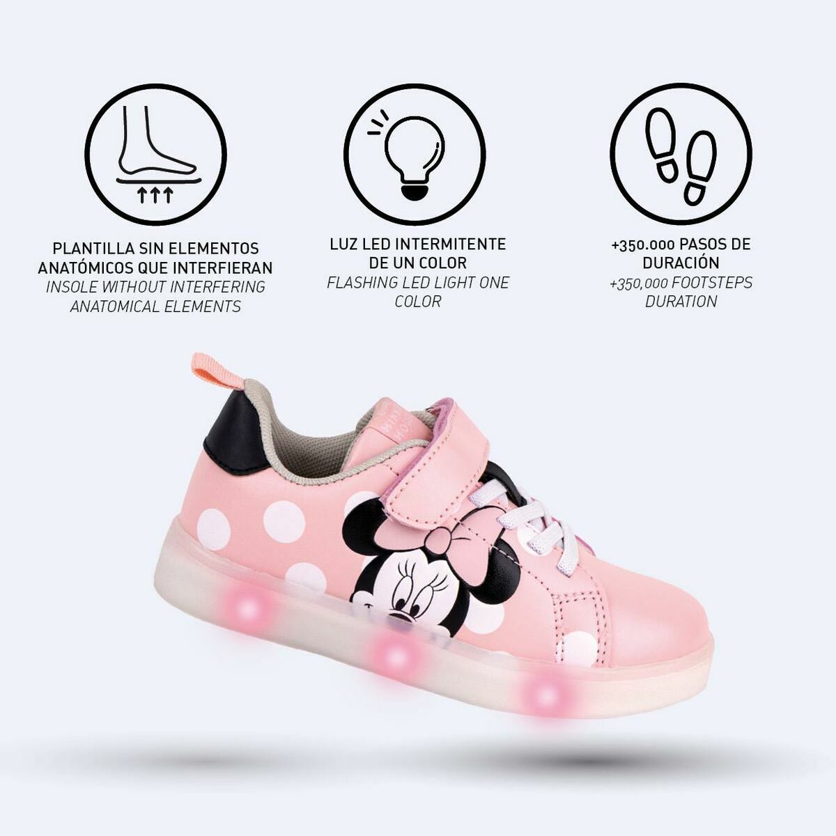 Baskets LED Minnie Mouse Rose Velcro