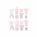 Conjunto de Vestuário DKD Home Decor Branco Cor de Rosa (2 Unidades) Algodão 0-6 Meses