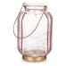 Led-lantaarn Strepen Roze Gouden Glas (13,5 x 22 x 13,5 cm)