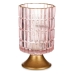 Φανάρι LED Ρίγες Ροζ Χρυσό Γυαλί (10,7 x 18 x 10,7 cm)