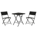 Table set with 2 chairs Home ESPRIT Black Steel synthetic rattan 58 x 58 x 71,5 cm