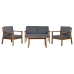 Table Set with 3 Armchairs Home ESPRIT Brown Grey Acacia 120 x 72 x 75 cm