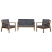 Table Set with 3 Armchairs Home ESPRIT Brown Grey Acacia 120 x 72 x 75 cm