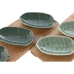 Conjunto para Aperitivos Home ESPRIT Verde Verde-escuro Bambu Porcelana Tropical 4 Peças 28,4 x 10,5 x 3 cm (2 Unidades)