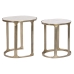 Set van 2 tafels Home ESPRIT Wit Zilverkleurig 55 x 39 x 56 cm