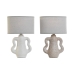 Lampe de bureau Home ESPRIT Blanc Beige Grès 40 W 220 V 22 x 22 x 34 cm (2 Unités)