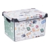 Кутия за Съхранение с Капак Memories 29 x 23,5 x 39 cm Бял Зелен Пластмаса