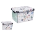 Storage Box with Lid Memories 29 x 23,5 x 39 cm White Green Plastic