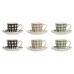 Set of 6 Cups with Plate Home ESPRIT Green Beige Grey Porcelain 90 ml