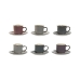 Set of 6 Cups with Plate Home ESPRIT Blue White Pink Maroon Stoneware 165 ml
