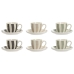 Set 6 Skodelic s Krožnikom Home ESPRIT Zelena Bež Siva Porcelan 90 ml