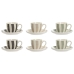 Set of 6 Cups with Plate Home ESPRIT Green Beige Grey Porcelain 90 ml