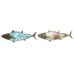 Decorazione da Parete Home ESPRIT Azzurro Multicolore Dorato Pesce Mediterraneo 70 x 4,5 x 25,5 cm (2 Unità)