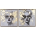 Maľba Home ESPRIT Zlatá chica 70 x 3,5 x 70 cm (2 kusov)