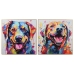 Maleri Home ESPRIT Moderne Hund 80 x 3 x 80 cm (2 enheder)