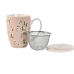 Cup with Tea Filter DKD Home Decor Brown Green Pink Mustard Stainless steel Porcelain 380 ml (4 Units)
