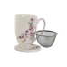 Hrnek s filtrem na čaj Home ESPRIT Modrý Bílý Růžový Nerezová ocel Porcelán 380 ml (2 kusů)