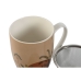 Puodelis su arbatos filtru Home ESPRIT Mėlyna Rusvai gelsva Degtas molis Nerūdijantis plienas Porcelianas 380 ml (2 vnt.)