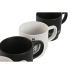 Ensemble de 4 mugs Home ESPRIT Blanc Noir Métal Porcelaine 380 ml 13 x 9 x 9 cm