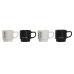 Set di 4 Tazze Mug Home ESPRIT Bianco Nero Metallo Porcellana 380 ml