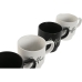 Juego de 4 Tazas Mug Home ESPRIT Blanco Negro Metal Porcelana 380 ml 13 x 9 x 9 cm