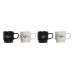 Set di 4 Tazze Mug Home ESPRIT Bianco Nero Metallo Porcellana 380 ml 13 x 9 x 9 cm