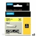 Laminerat Band till Etikettskrivare Rhino Dymo ID1-12 12 x 5,5 mm Svart Gul Vinyl Självhäftande (5 antal)