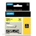 Bandă Laminată pentru Aparate de Etichetat Rhino Dymo ID1-12 12 x 5,5 mm Negru Galben Vynils Auto-adezivi (5 Unități)