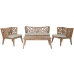 Bord med 3 lænestole Home ESPRIT Beige Natur Teak 133 x 60 x 70 cm