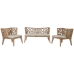Set Stol i 3 Stolice Home ESPRIT Bež Prirodno Tikovina 133 x 60 x 70 cm