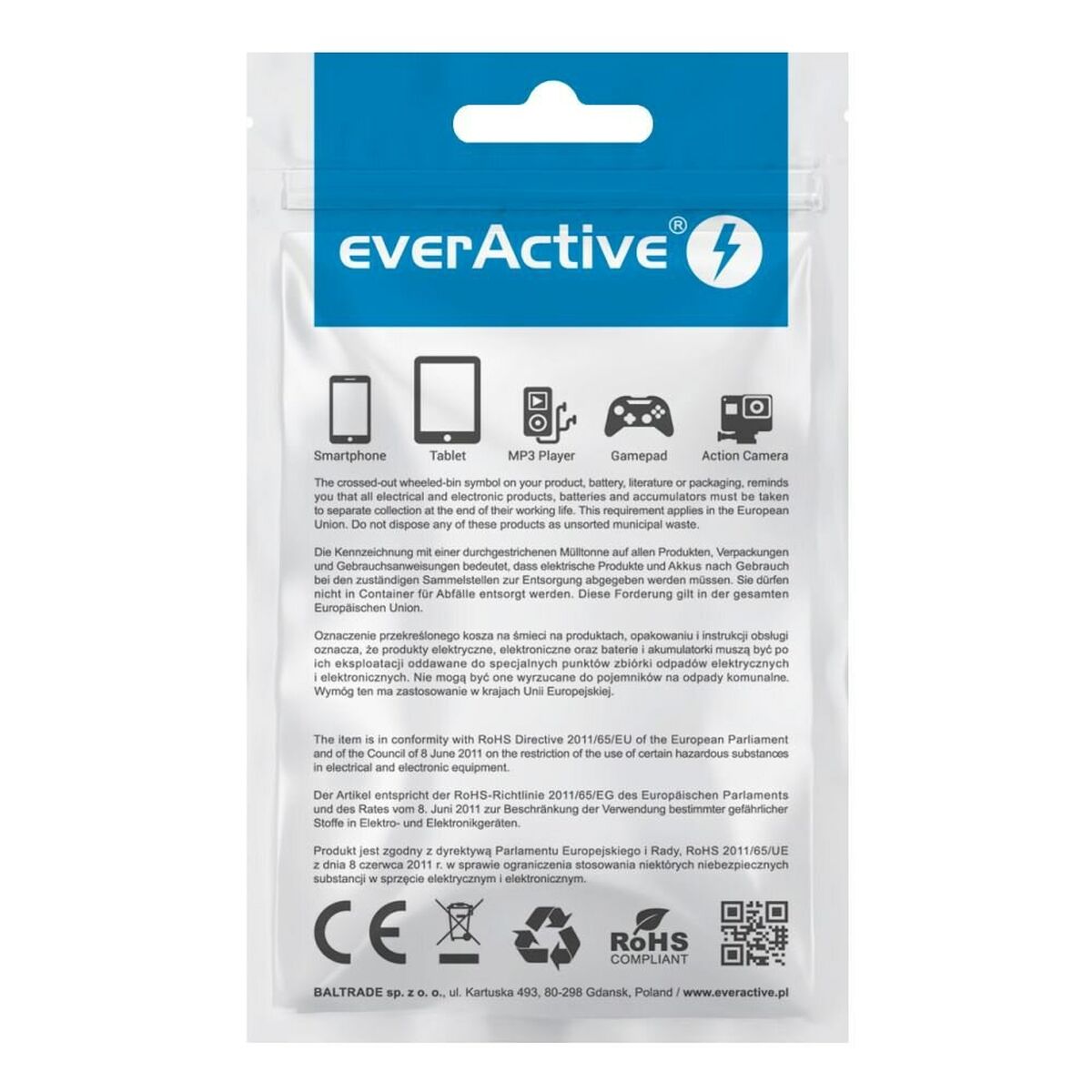 Kabel USB C EverActive CBB-1CB Sort 1 m