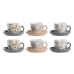 Csésze Szett Alátétekkel DKD Home Decor Porcelán Többszínű 90 ml