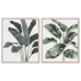 Maleri Home ESPRIT Blad av plante Skandinavisk 52,8 x 2,5 x 62,8 cm (2 enheter)