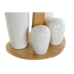 Sada kořenek DKD Home Decor Bílý Přírodní Bambus Porcelán 18 x 15 x 20 cm 5 Kusy
