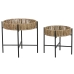Dviejų staliukų rinkinys Home ESPRIT Juoda Natūralus Metalinis 49 x 49 x 44 cm