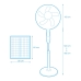 Freestanding Fan EDM 33523 White 25 W Solar