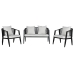 Набор стол и 3 кресла Home ESPRIT Чёрный Стеклянный Сталь 123 x 66 x 72 cm