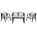 Bord med 3 lænestole Home ESPRIT Sort Krystal Stål 123 x 66 x 72 cm