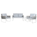 Table Set with 3 Armchairs Home ESPRIT Grey Steel Polycarbonate 128 x 69 x 79 cm