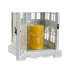 Lanterna DKD Home Decor Acabamento envelhecido Branco Cinzento Madeira Cristal 19 x 19 x 42 cm