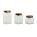 Набор из 3 банок Home ESPRIT Натуральный Стеклянный древесина акации 500 ml 750 ml 1 L 9,5 x 9,5 x 17,5 cm