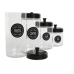 Uppsättning med 4 Burkar Home ESPRIT Svart Metall Glas 1 L 1,5 L 1,8 L 10,4 x 10,4 x 26,4 cm