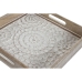 Set van trays Home ESPRIT Wit Natuurlijk Mangohout Hout MDF 40 x 40 x 5 cm (2 Stuks)