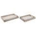 Set van trays Home ESPRIT Wit Mangohout Hout MDF 44 x 29 x 5 cm (2 Stuks)