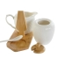 Kanvička na mlieko a cukornička DKD Home Decor Bela Naraven Bambus Porcelan 19,5 x 9 x 17 cm