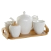 Milk jug and sugar bowl DKD Home Decor White Natural Bamboo Porcelain