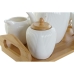 Melk- en Suikerpot DKD Home Decor Wit Natuurlijk Bamboe Porselein